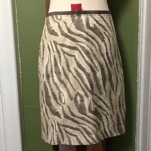 LOFT zebra pencil skirt size 2 color beige brown white